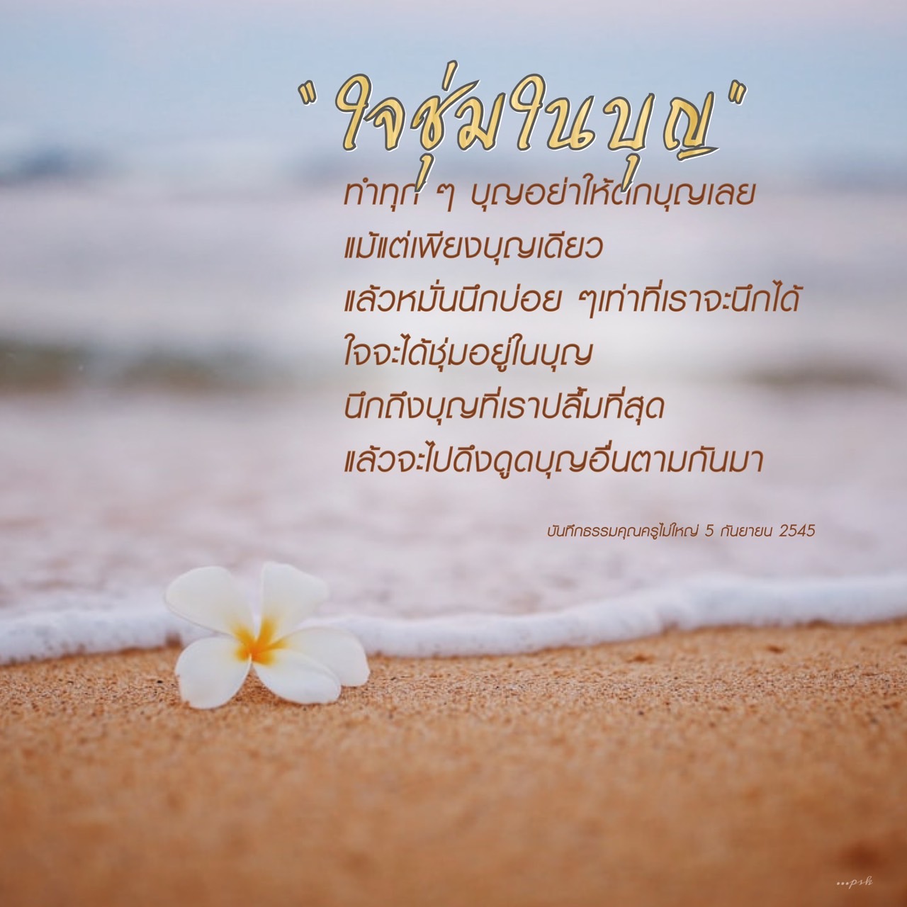 เรียนรู้วิธีการทำบุญอย่างมีประสิทธิภาพและสร้างสรรค์ชีวิตที่ดีขึ้นด้วยการนึกถึงบุญที่เรารักที่สุด พร้อมทั้งวิธีการดึงดูดบุญอื่น ๆ มาสู่ชีวิตคุณ ผ่านแนวคิดจากบันทึกธรรมของครูไม่ใหญ่