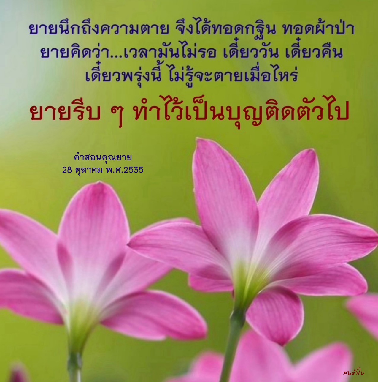 คำสอนคุณยายเกี่ยวกับการทำบุญและความตาย
