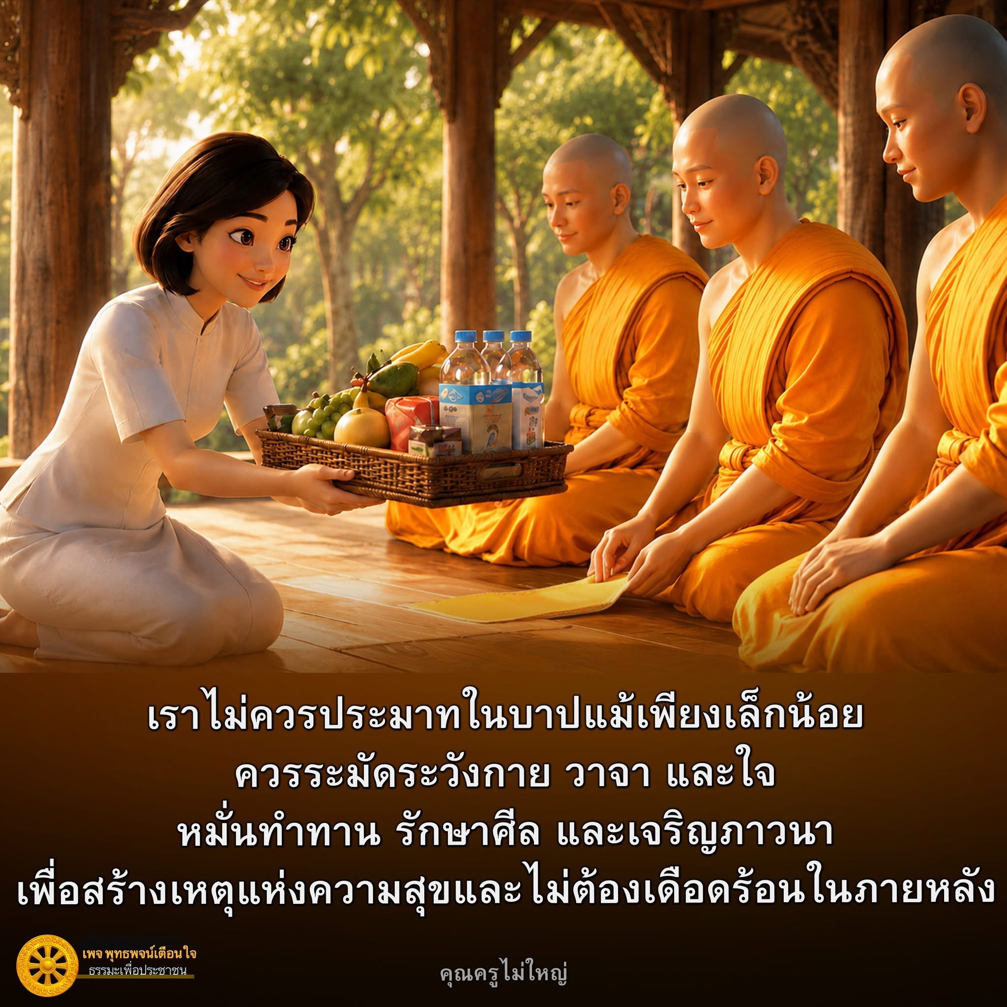 ไม่ควรประมาทในบาป: การสร้างสุขด้วยธรรมะ