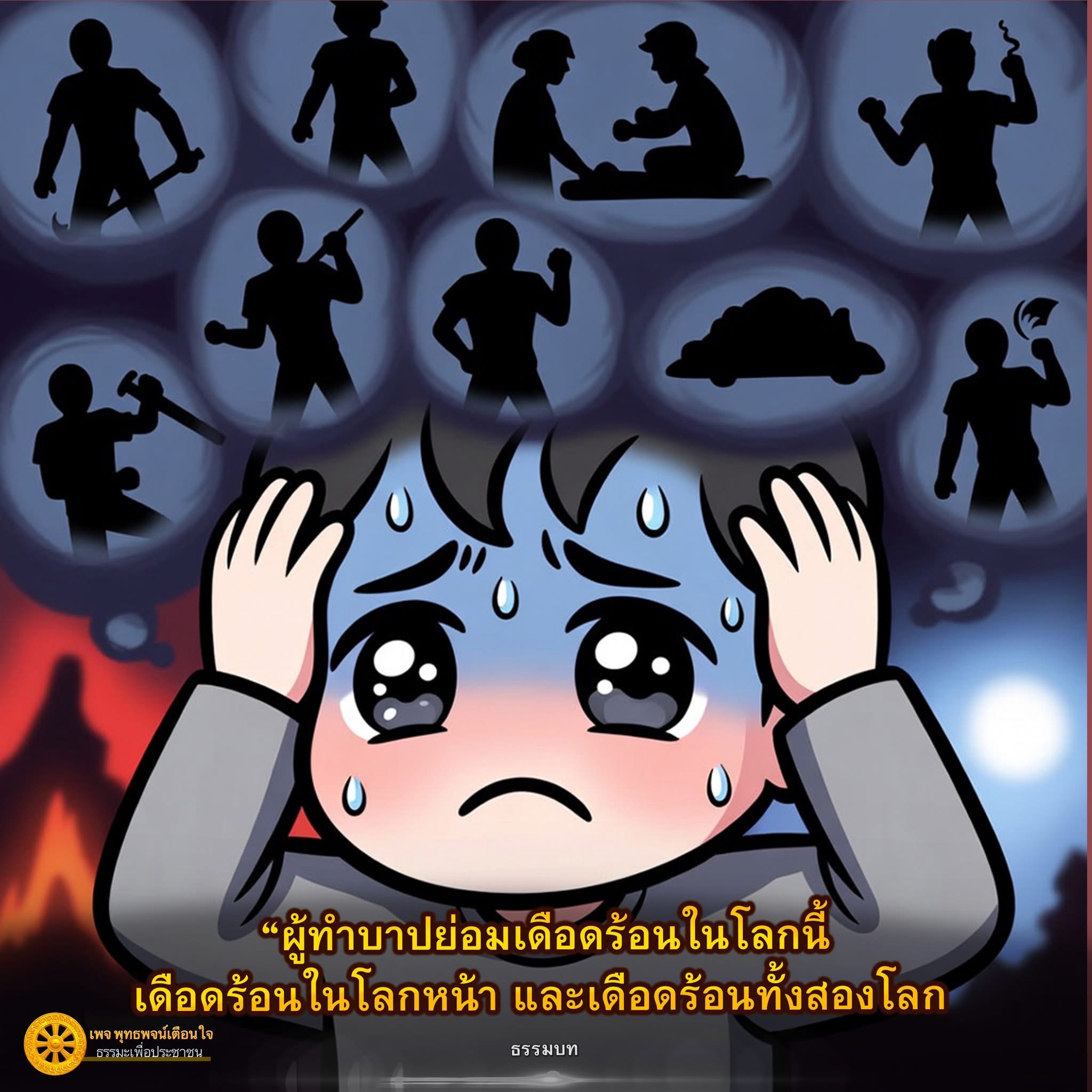 พุทธพจน์เตือนใจ: ผลกรรมของผู้ทำบาป