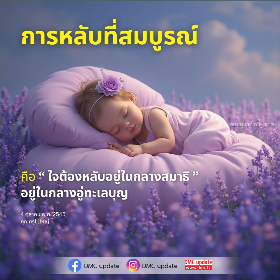 ค้นพบวิธีการหลับที่สมบูรณ์ผ่านการทำสมาธิและการพักผ่อนที่แท้จริง ร่วมเรียนรู้จากคุณครูไม่ใหญ่ และค้นหาแนวทางในการสร้างสติและสมาธิให้กับชีวิตคุณ ที่ DMC