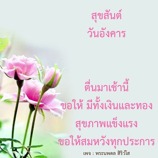 สุขสันต์วันอังคาร! ตื่นเช้ามาเพื่อขอให้ทุกคนมีทั้งเงินทองและสุขภาพแข็งแรง พร้อมสมหวังในทุกประการ ผ่านเพจ พระนพดล สิริวํโส