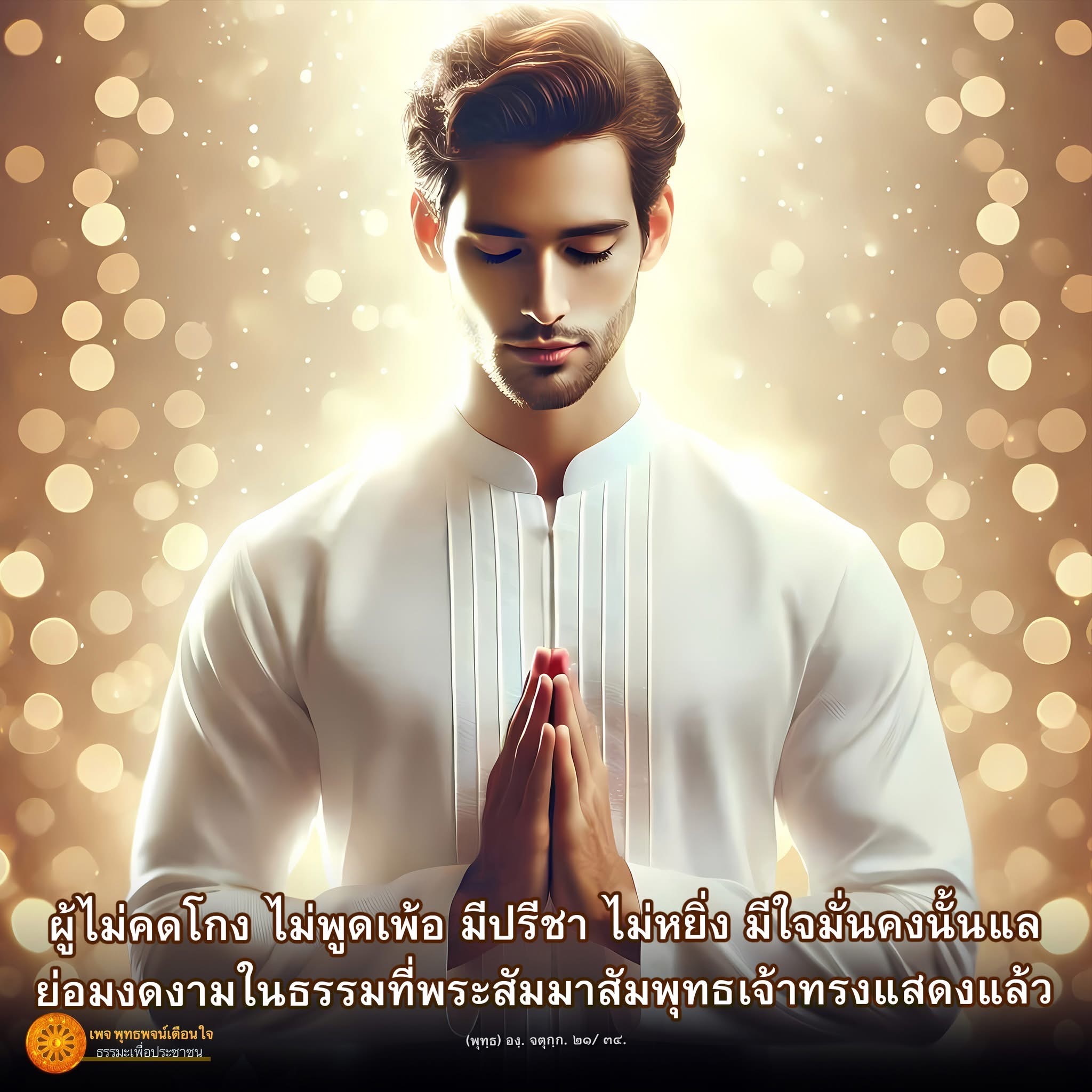 ค้นพบความงดงามในธรรมที่พระสัมมาสัมพุทธเจ้าทรงแสดงไว้ ผ่านคำสอนที่ไม่เพ้อเจ้อ และมีปรีชาญาณ สำหรับผู้ไม่คดโกงและมีใจมั่นคง ที่จะนำไปสู่การใช้ชีวิตอย่างมีคุณธรรมในสังคม