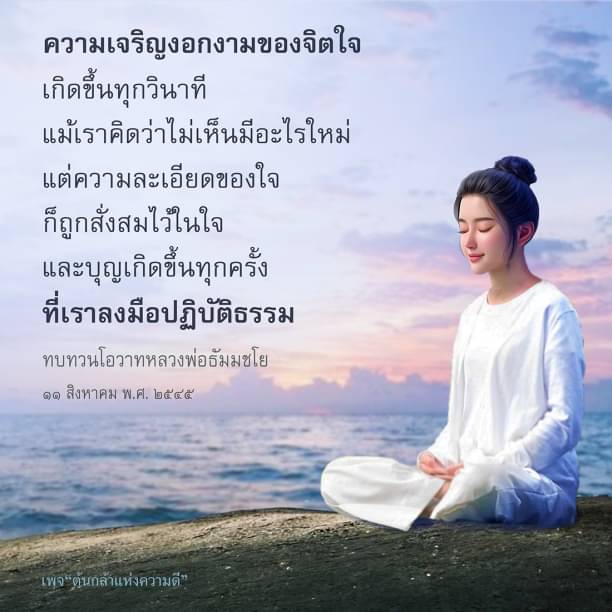 ค้นพบความเจริญงอกงามของจิตใจที่เกิดขึ้นทุกวินาที แม้จะดูเหมือนไม่มีอะไรใหม่ แต่การปฏิบัติธรรมและการทบทวนโอวาทจากหลวงพ่อธัมมชโย จะช่วยเสริมสร้างบุญและความละเอียดของใจให้เติบโตอย่างต่อเนื่อง