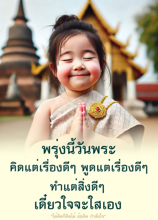 พรุ่งนี้วันพระ มาร่วมสร้างพลังใจด้วยการคิดดี พูดดี และทำดี เพื่อให้ใจของเราสะอาดและสดใส พร้อมข้อคิดและกำลังใจที่จะทำให้ชีวิตดีขึ้น