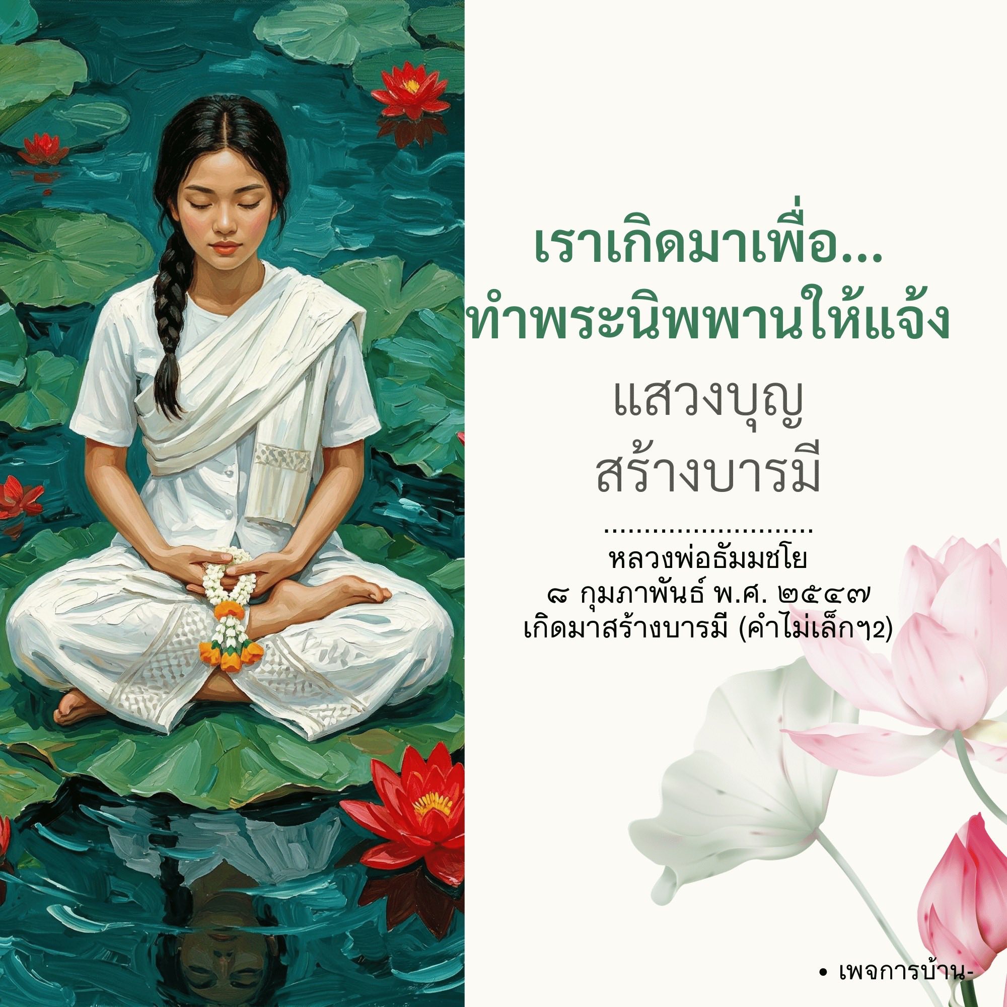 เกิดมาสร้างบารมี: แสวงบุญและทำพระนิพพานให้แจ้ง
