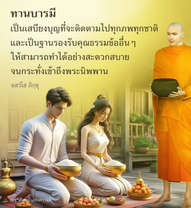 เรียนรู้เกี่ยวกับทานบารมี เสบียงบุญที่จะติดตามไปทุกภพทุกชาติ และฐานรองรับคุณธรรมอื่น ๆ ที่ช่วยให้คุณสามารถทำความดีได้อย่างสะดวกสบาย จนกระทั่งเข้าถึงพระนิพพาน ผ่านเพจ ต้นกล้าแห่งความคิด