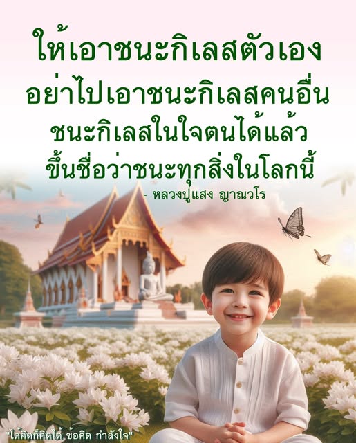 ค้นพบวิธีการเอาชนะกิเลสในใจของตนเองตามแนวทางของหลวงปู่แสง ญาณวโร เพื่อสร้างกำลังใจและพัฒนาตนเองให้สามารถชนะทุกสิ่งในโลกนี้