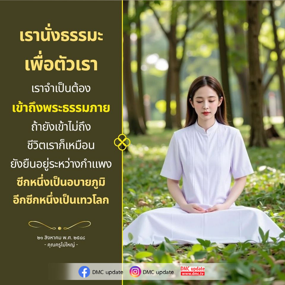 ค้นพบความสำคัญของการนั่งธรรมะเพื่อเข้าถึงพระธรรมและการพัฒนาจิตใจ ผ่านคำสอนของคุณครูไม่ใหญ่ ที่ช่วยให้ชีวิตหลุดพ้นจากกำแพงแห่งความทุกข์และเข้าสู่ความสุขที่แท้จริง