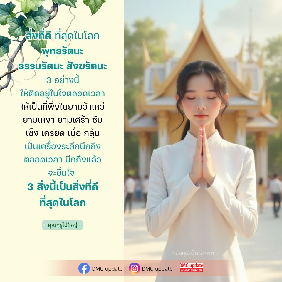 ค้นพบ 3 สิ่งที่ดีที่สุดในโลก พุทธรัตนะ ธรรมรัตนะ และสังฆรัตนะ ที่เป็นที่พึ่งในยามเหงาและเศร้า พร้อมให้กำลังใจและความสุขในทุกช่วงเวลา