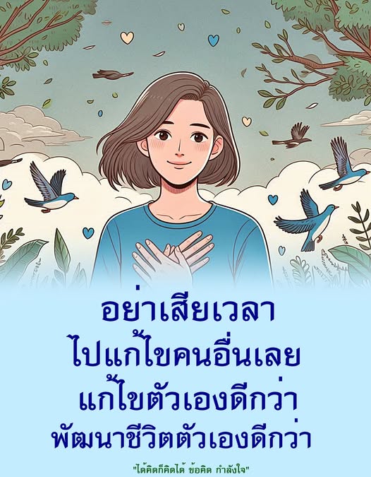 ค้นพบวิธีพัฒนาชีวิตตัวเองผ่านข้อคิดและกำลังใจที่ช่วยให้คุณมุ่งมั่นในการเปลี่ยนแปลงและไม่เสียเวลาไปแก้ไขคนอื่น เรียนรู้ที่จะรักและพัฒนาตัวเองเพื่อชีวิตที่ดีกว่า