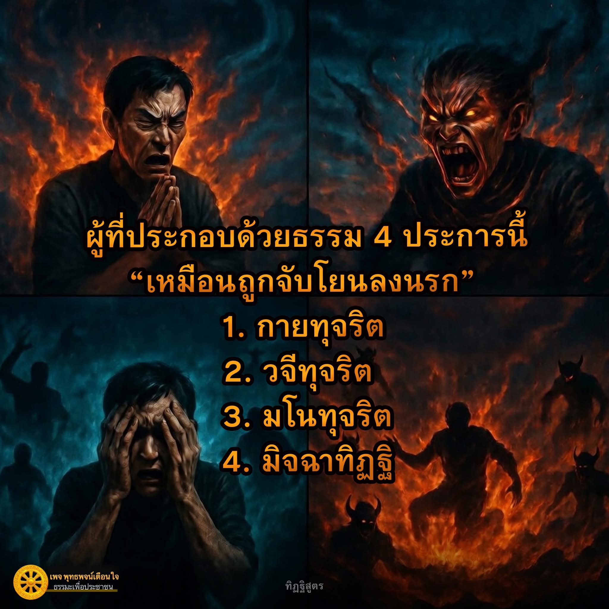 ธรรม 4 ประการที่ทำให้ตกนรก - พุทธพจน์เตือนใจ