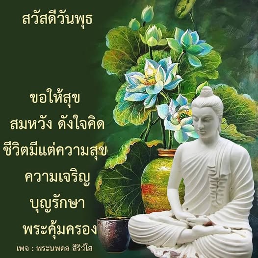 ขอให้ทุกคนมีความสุขและสมหวังในวันพุธนี้ ชีวิตเต็มไปด้วยความเจริญและบุญรักษา พระคุ้มครองให้ทุกคนมีแต่สิ่งดีๆ เข้ามาในชีวิต