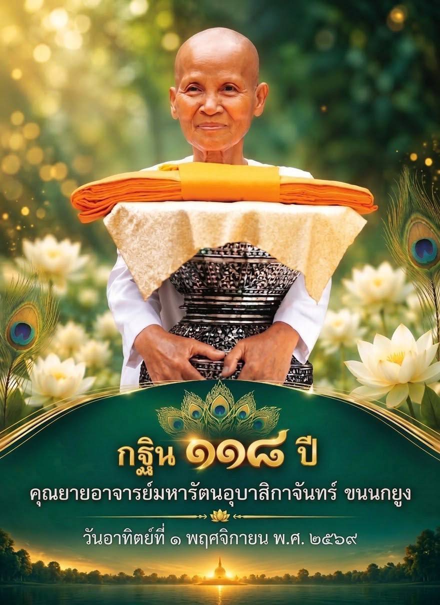กฐิน ๑๑๘ ปี คุณยายอาจารย์มหารัตนอุบาสิกาจันทร์ ขนนกยูง
