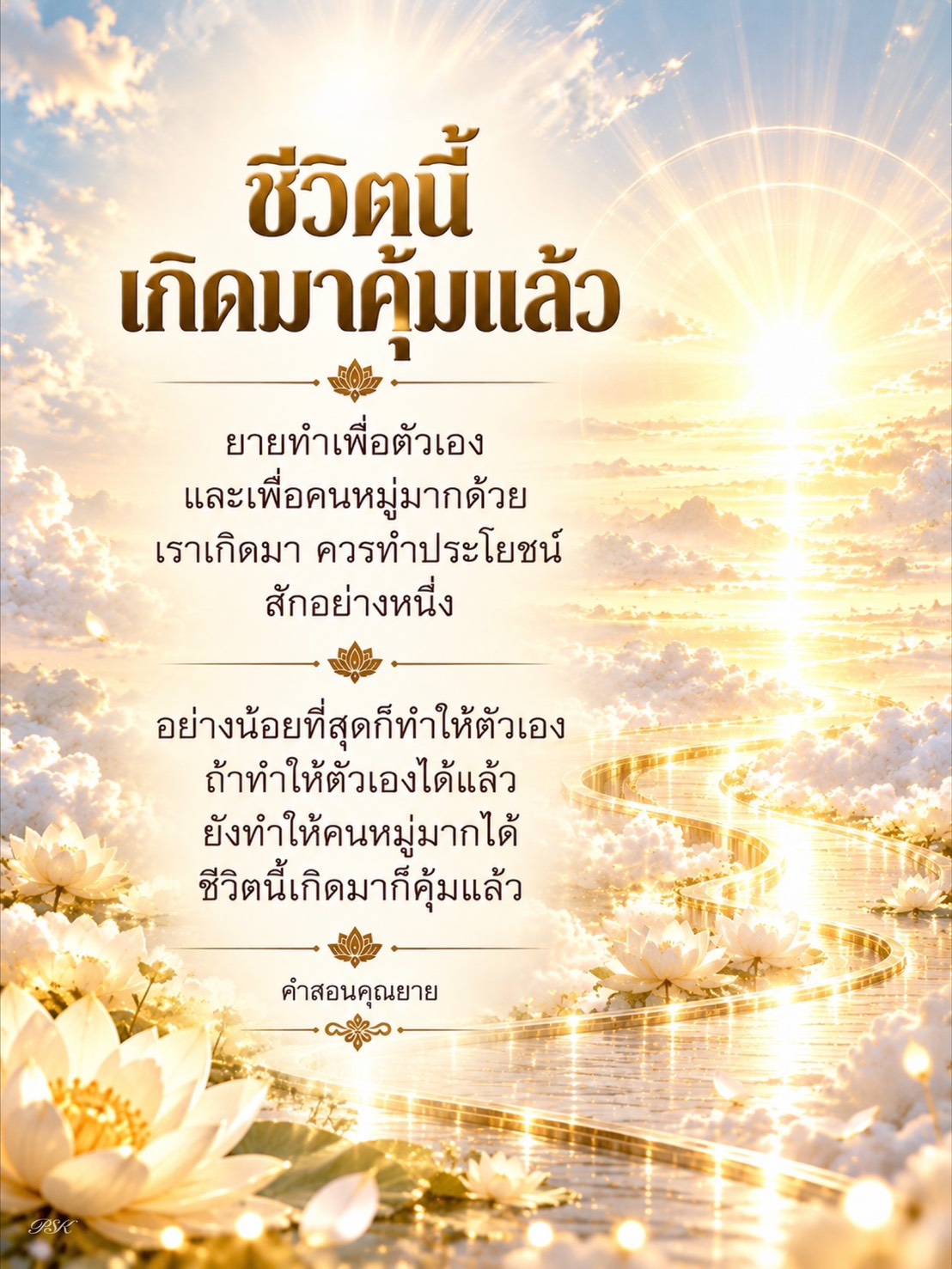 คำสอนคุณยาย: ทำประโยชน์เพื่อชีวิตที่มีคุณค่า