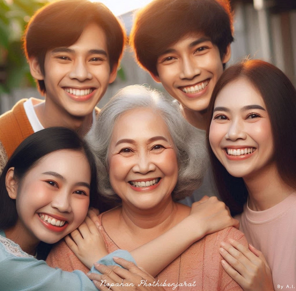 ภาพถ่ายสุดอบอุ่นที่แสดงให้เห็นถึงความรักและความสุขในครอบครัว ที่เต็มไปด้วยความผูกพันระหว่างสมาชิกทุกคน