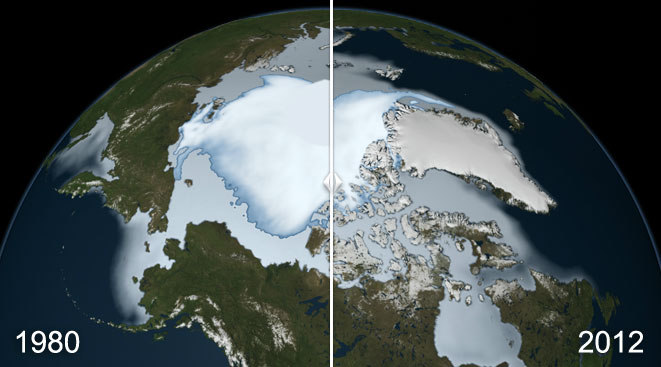 ภาพน้ำแข็งขั้วโลกละลาย