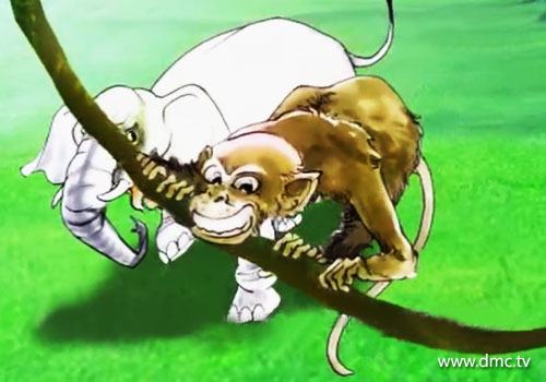เจ้าลิงชอบเล่นซนแกล้งเจ้าช้างทุกครั้งที่มีโอกาส