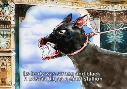 มาตุลีแปลงกายเป็นสุนัขอสูรสีดำตัวโตเท่าม้า