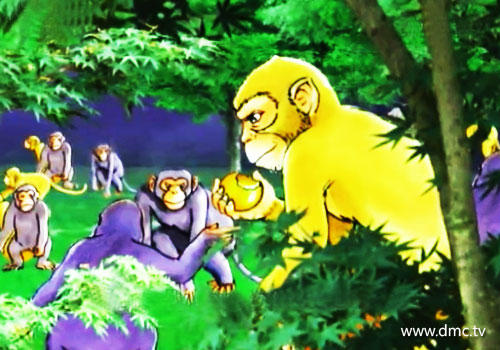 ลิงทุกตัวต่างก็เด็ดผลมะพลับไปฝาก เจ้าลิงเสนกะเพื่อเป็นรางวัล