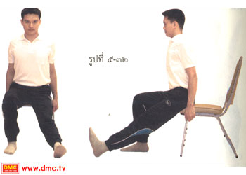 หายใจออกช้าๆ เท้ายกพ้นพื้น เข่าเหยียดตึง หายใจออกช้าๆ เท้ายกพ้นพื้น เข่าเหยียดตึง