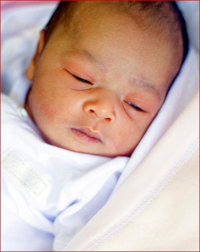 a baby first opens its eyes to look at the world.