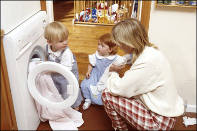 When the children grow up you should train the children to wash their clothes. 