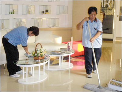 when cleaning the house, one begins to clean the floor before the ceiling. 